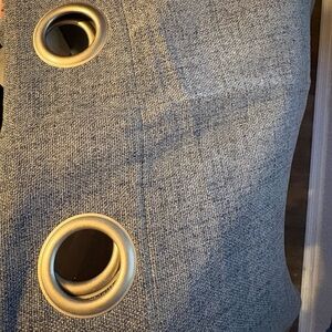 Elegant Gray Curtain with Gold Grommets